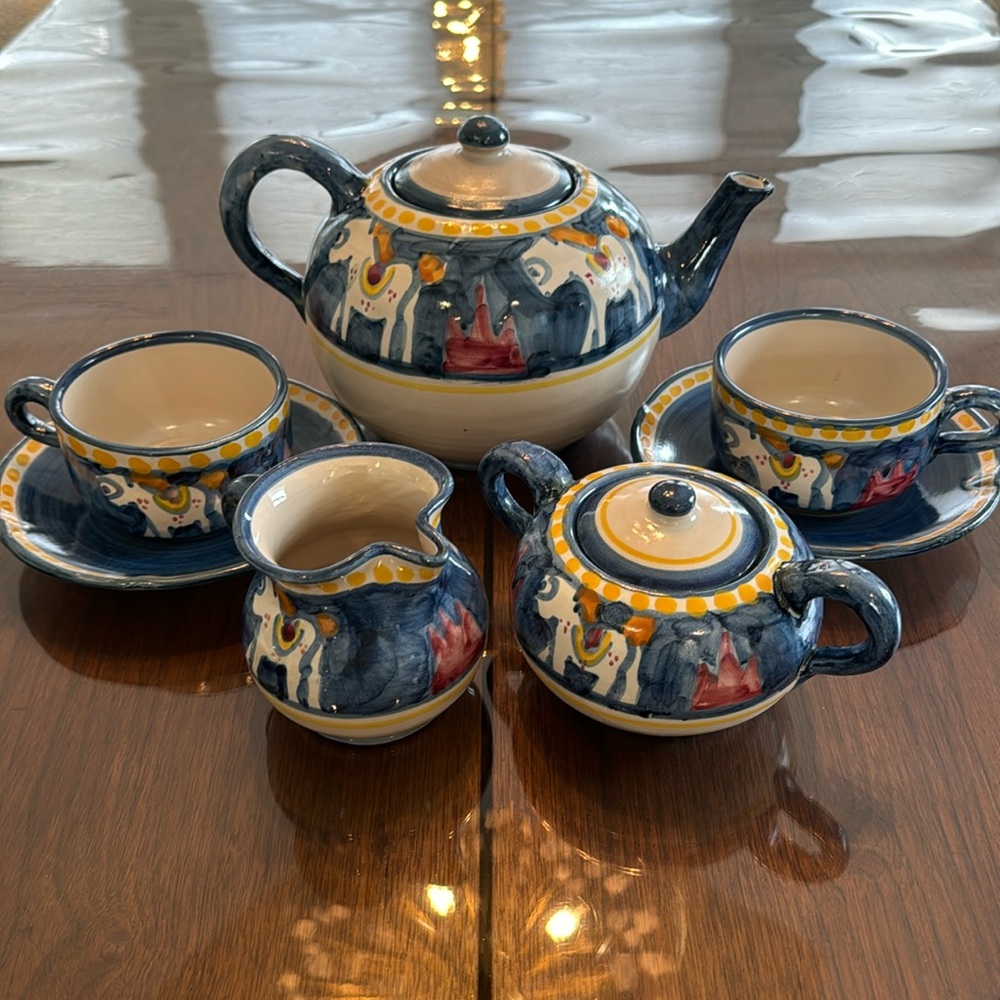 Vintage Solimene Vietri tea pot set